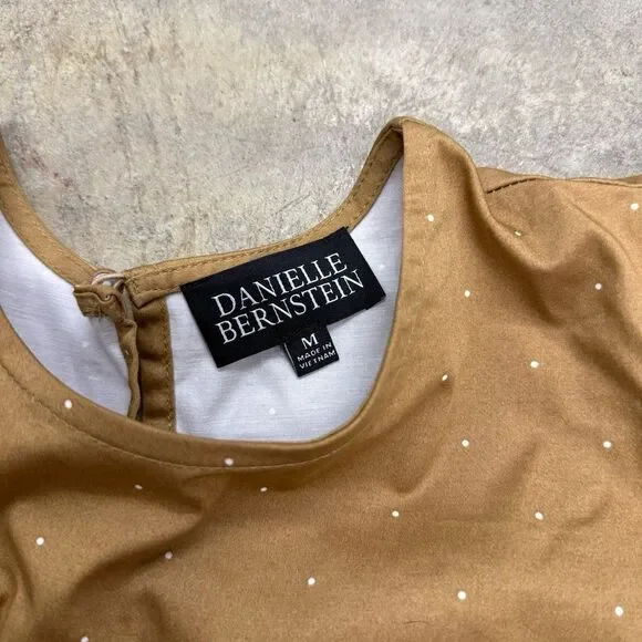 Danielle Bernstein Women Bishop puff Sleeve Top, Beige Dot - Picture 4 of 8